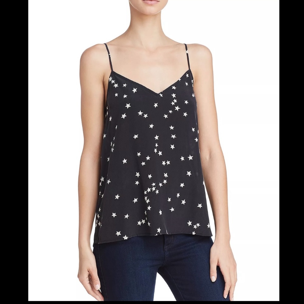 Equipment silk black star print cami, size small